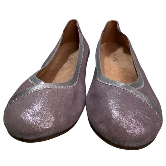 Vionic Womens Sz 6 Spark Caroll Ballet Flat Shoes Metallic Pewter Purple NWOB - Picture 5 of 9